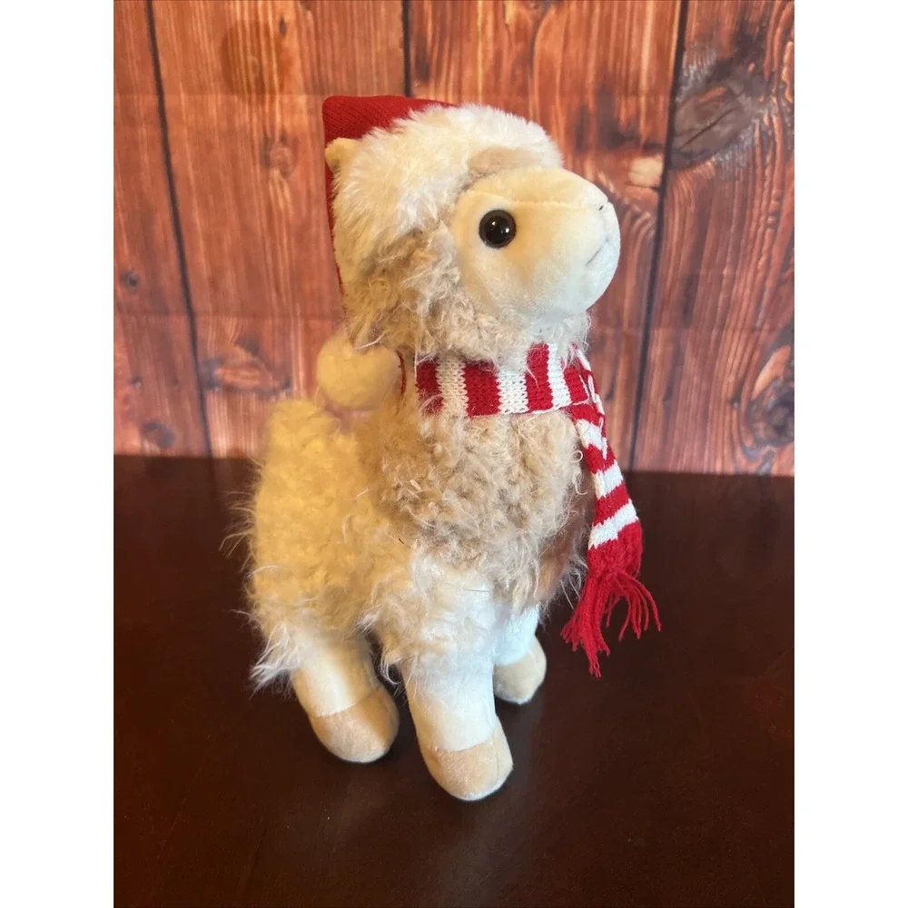BEARINGTON PLUSH - HOLLY‎ Llama With Santa Hat And Scarf Christmas Decor
